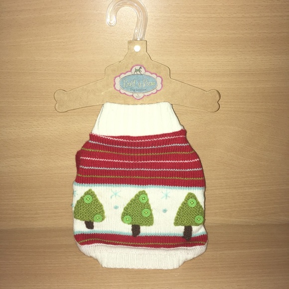 NWT XS Holiday Trees Dog Sweater Pret a Paw Christmas Trees with Buttons Jabara - Picture 5 of 6